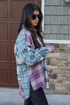 purple plaid flannel shirt