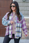 purple plaid flannel shirt