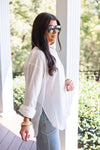 white button down cotton linen blouse