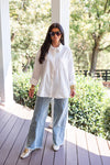 white button down cotton linen blouse