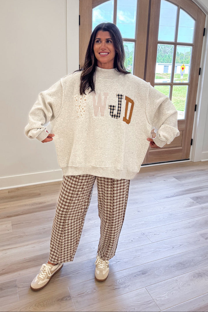 WWJD Embroidered Grey Mock Neck Sweatshirt