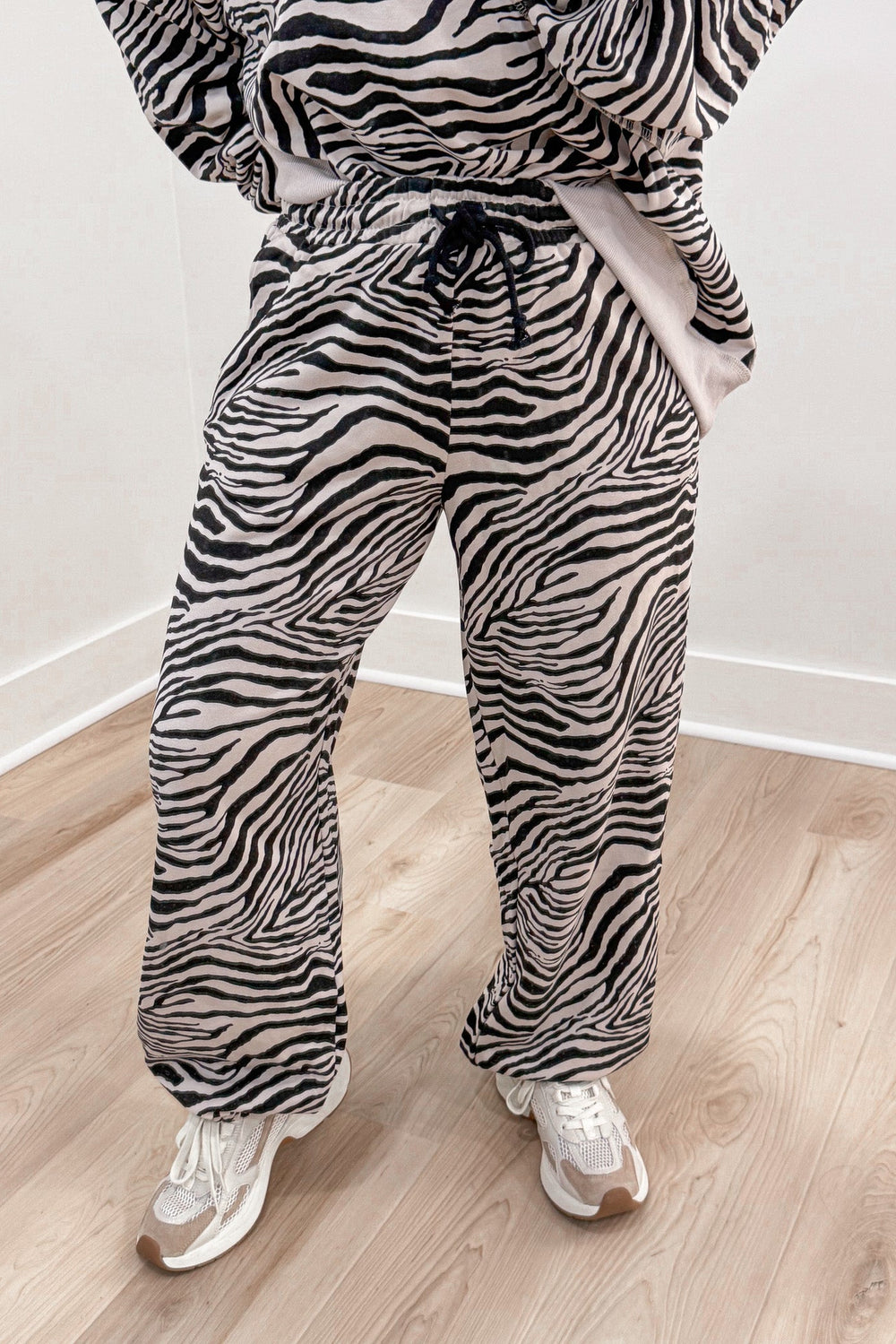 bucketlist zebra print jogger pants elastic waistband