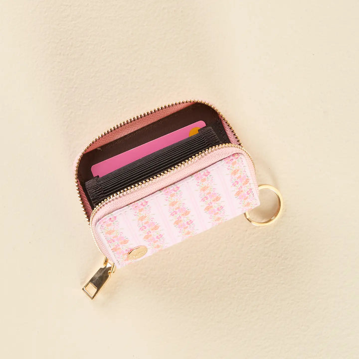 floral pink fancy zipper wallet
