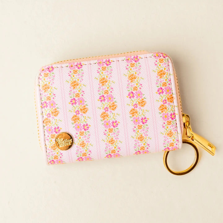 floral pink fancy zipper wallet